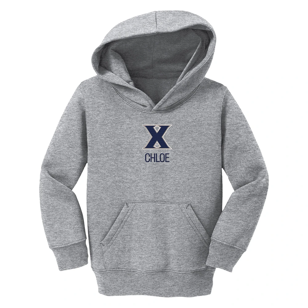 Toddler Chad & Jake Heather Gray Xavier Musketeers Primary Logo Personalized Pullover Hoodie