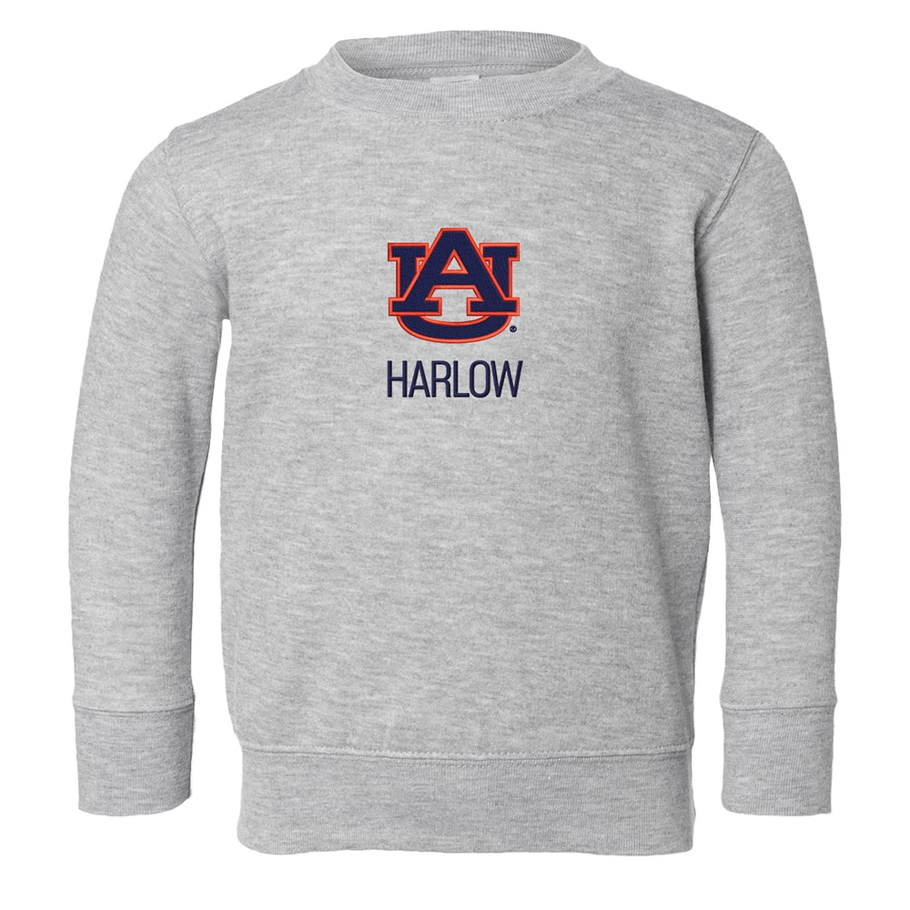 Toddler Chad & Jake Heather Gray Auburn Tigers Primary Logo Personalized Pullover Sweatshirt