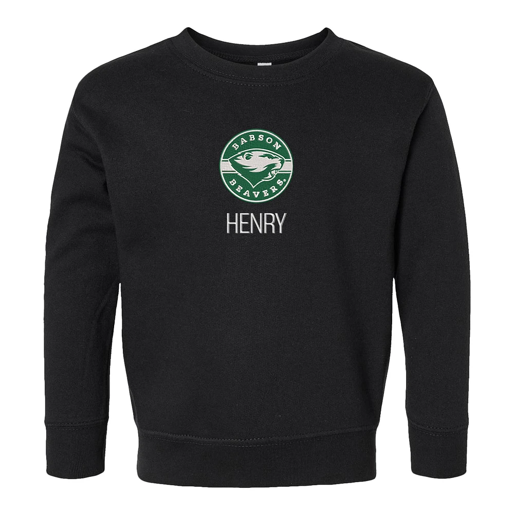 Toddler Chad & Jake Black Babson Beavers Secondary Logo Personalized Pullover Sweatshirt