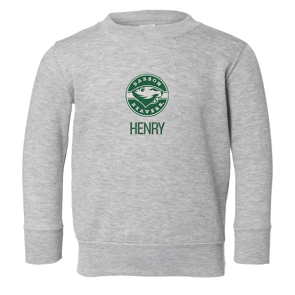 Toddler Chad & Jake Heather Gray Babson Beavers Secondary Logo Personalized Pullover Sweatshirt