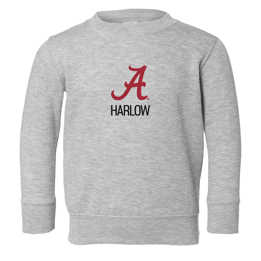 Toddler Chad & Jake Heather Gray Alabama Crimson Tide Primary Logo Personalized Pullover Sweatshirt
