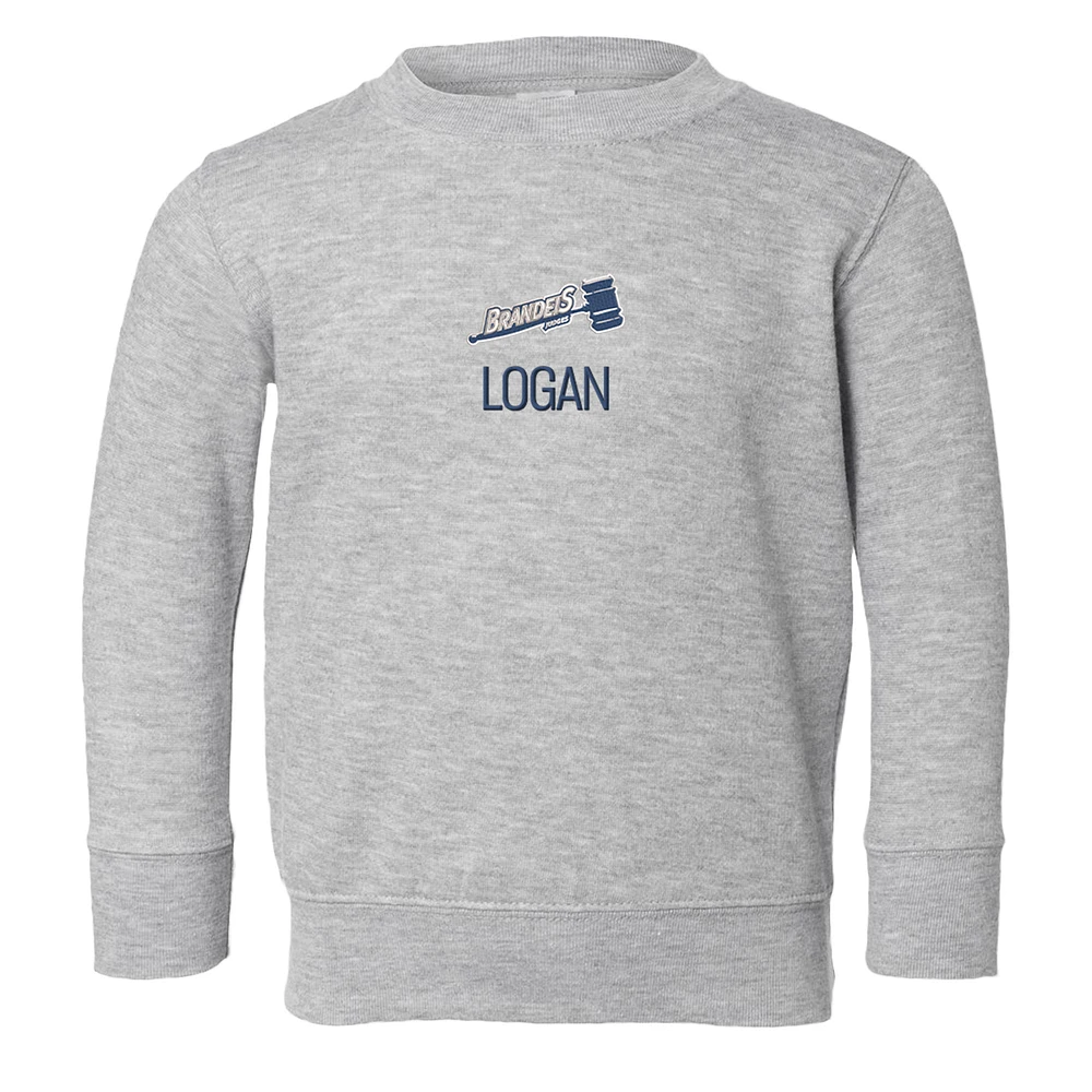 Toddler Chad & Jake Heather Gray Brandeis University Judges Secondary Logo Personalized Pullover Sweatshirt
