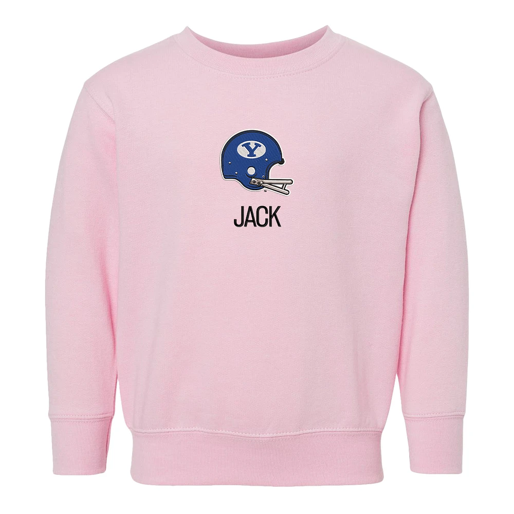 Toddler Chad & Jake Pink BYU Cougars Helmet Personalized Pullover Sweatshirt