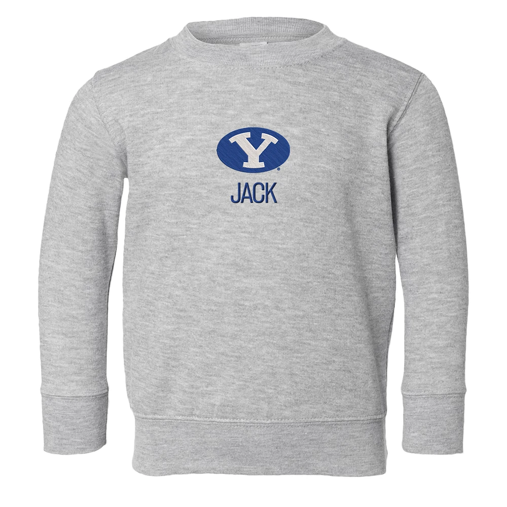 Toddler Chad & Jake Heather Gray BYU Cougars Primary Logo Personalized Pullover Sweatshirt