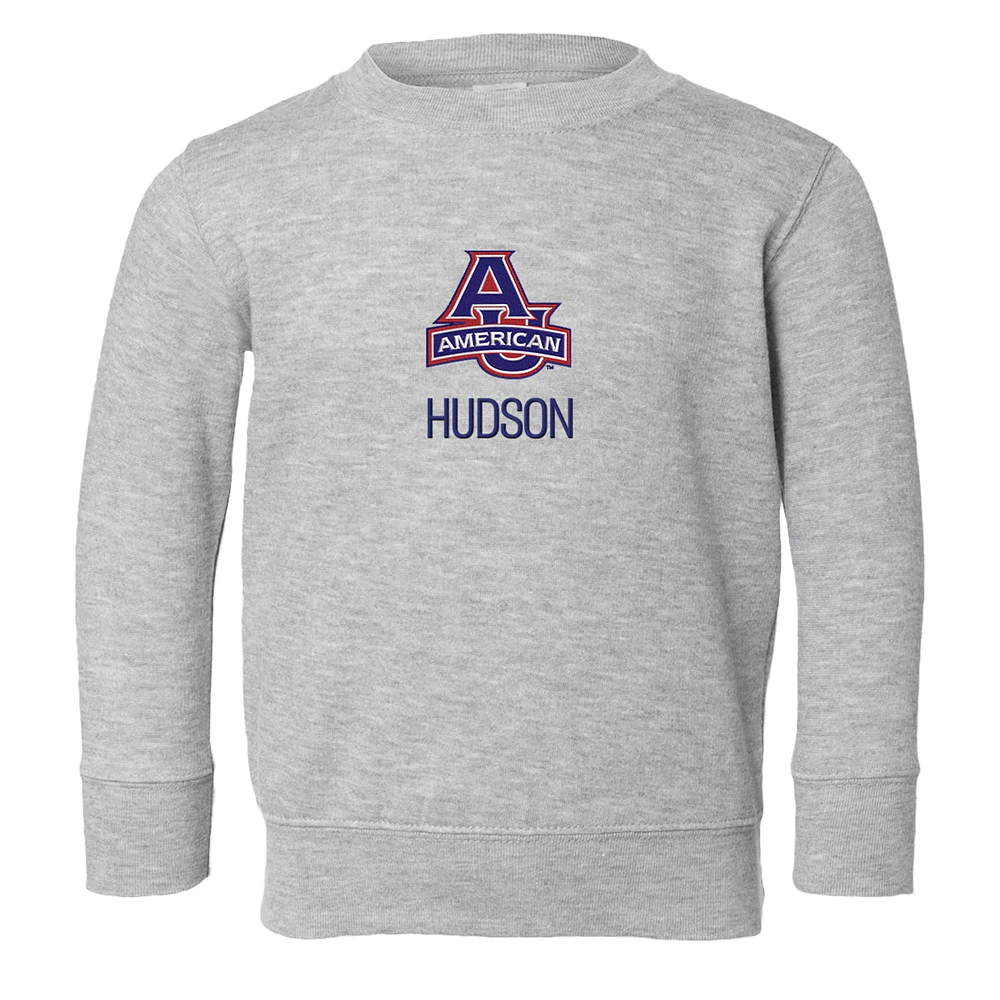 Toddler Chad & Jake Heather Gray American University Eagles Primary Logo Personalized Pullover Sweatshirt