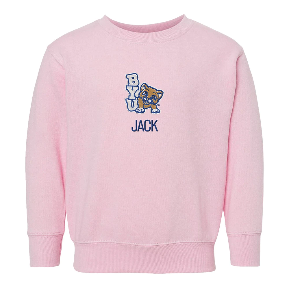 Toddler Chad & Jake Pink BYU Cougars Young Personalized Pullover Sweatshirt