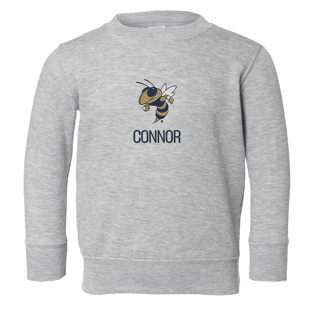 Toddler Chad & Jake Heather Gray Georgia Tech Yellow Jackets Mascot Personalized Pullover Sweatshirt
