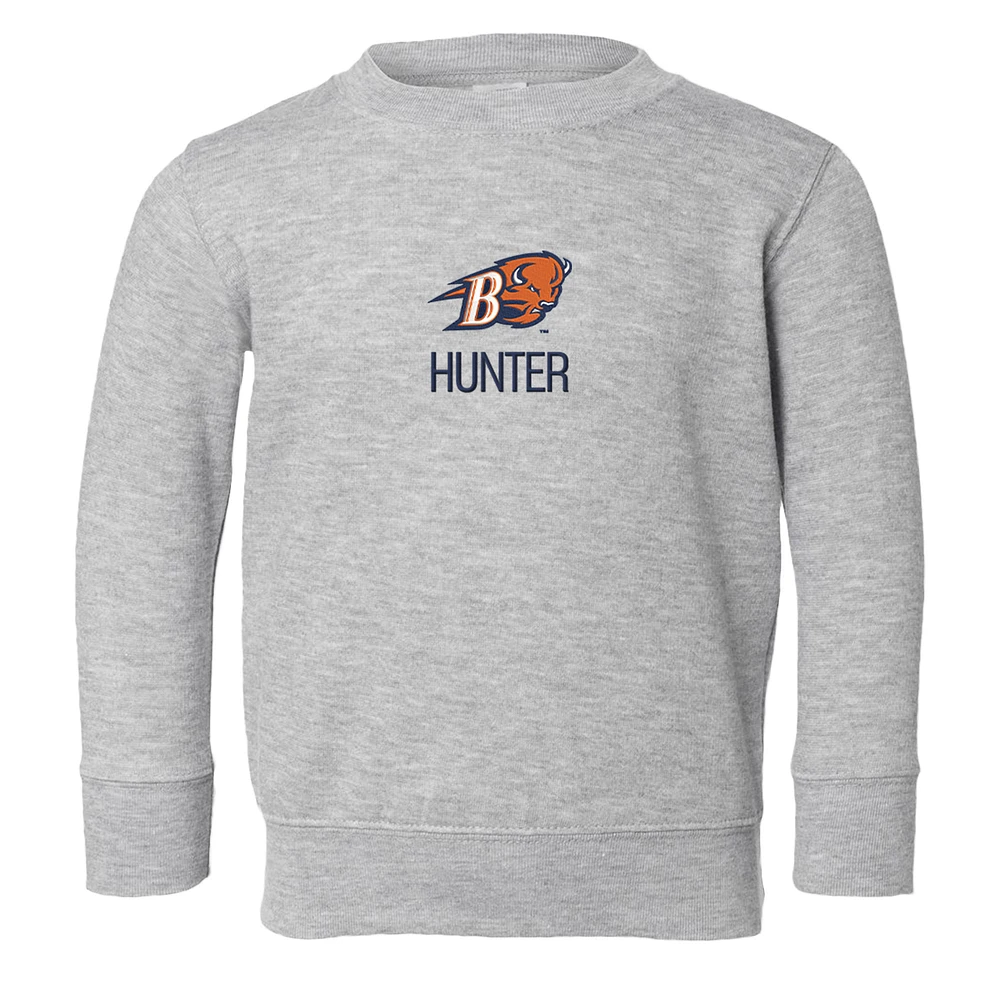 Toddler Chad & Jake Heather Gray Bucknell Bison Secondary Logo Personalized Pullover Sweatshirt