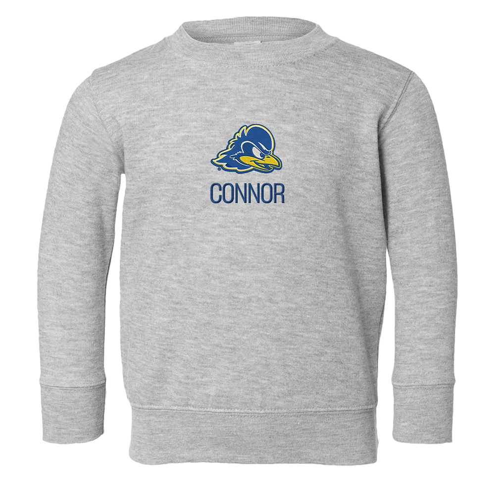Toddler Chad & Jake Heather Gray Delaware Fightin' Blue Hens Secondary Logo Personalized Pullover Sweatshirt