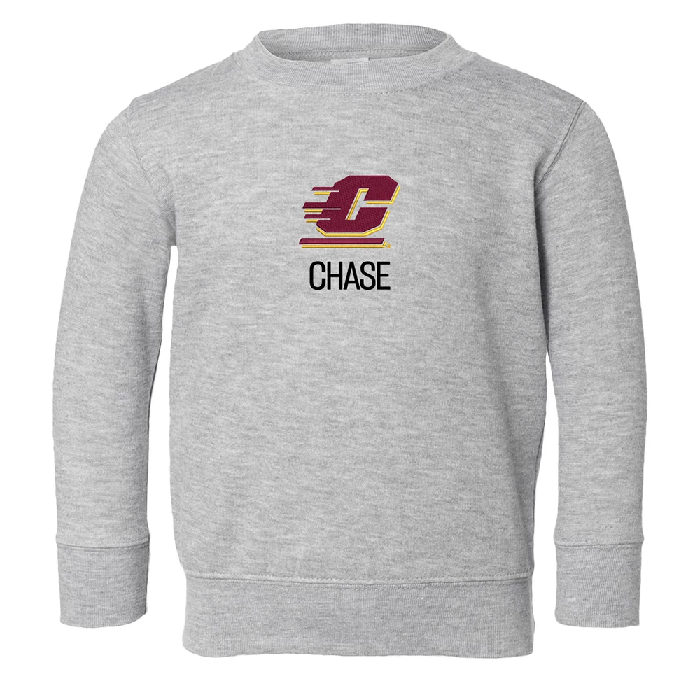 Toddler Chad & Jake Heather Gray Central Michigan Chippewas Secondary Logo Personalized Pullover Sweatshirt
