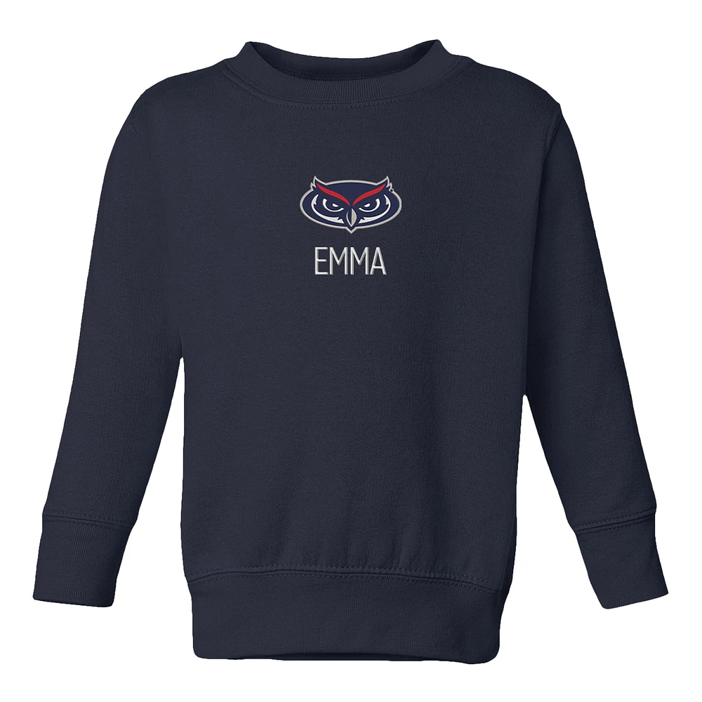 Toddler Chad & Jake Navy Florida Atlantic Owls Primary Logo Personalized Pullover Sweatshirt