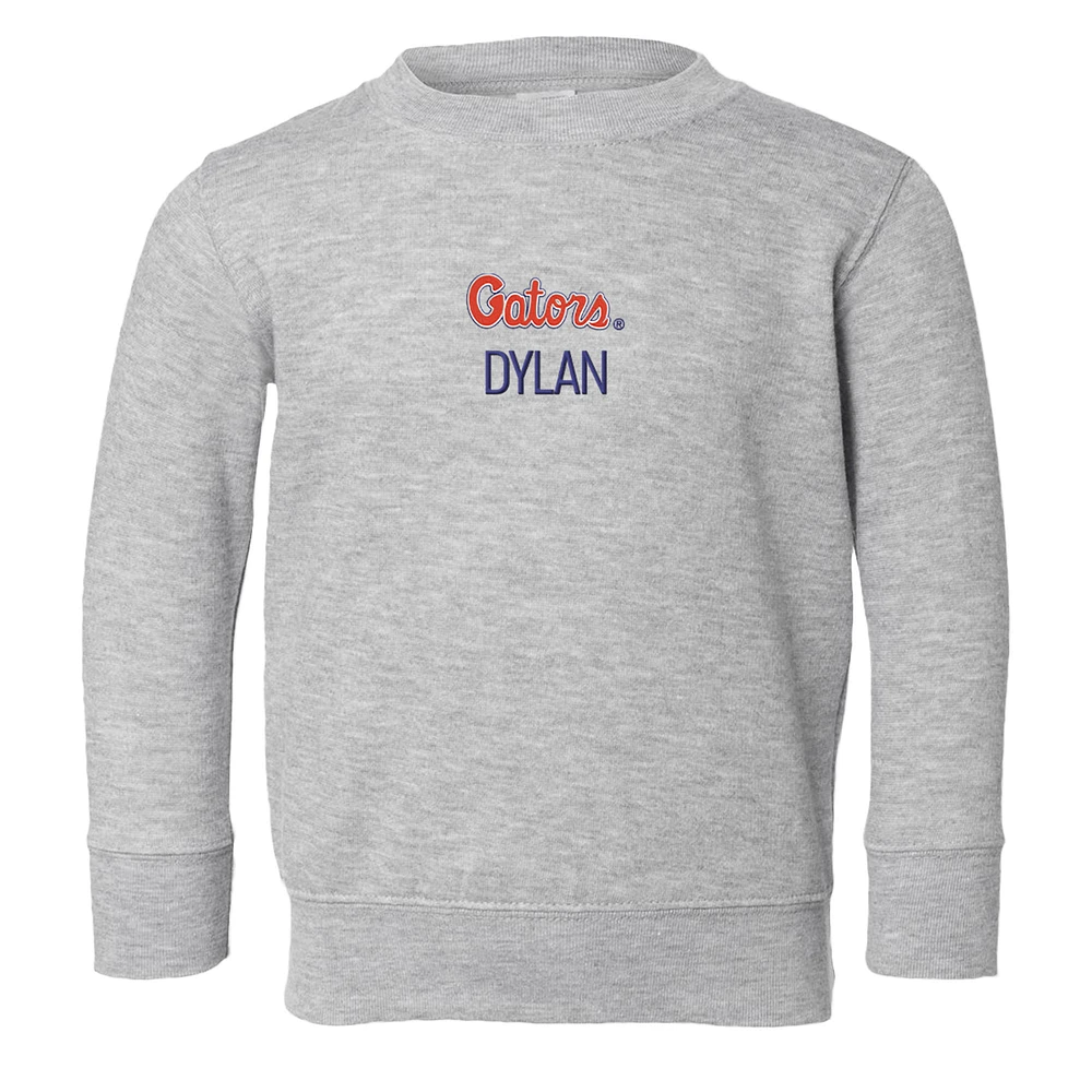 Toddler Chad & Jake Heather Gray Florida Gators Primary Logo Personalized Pullover Sweatshirt