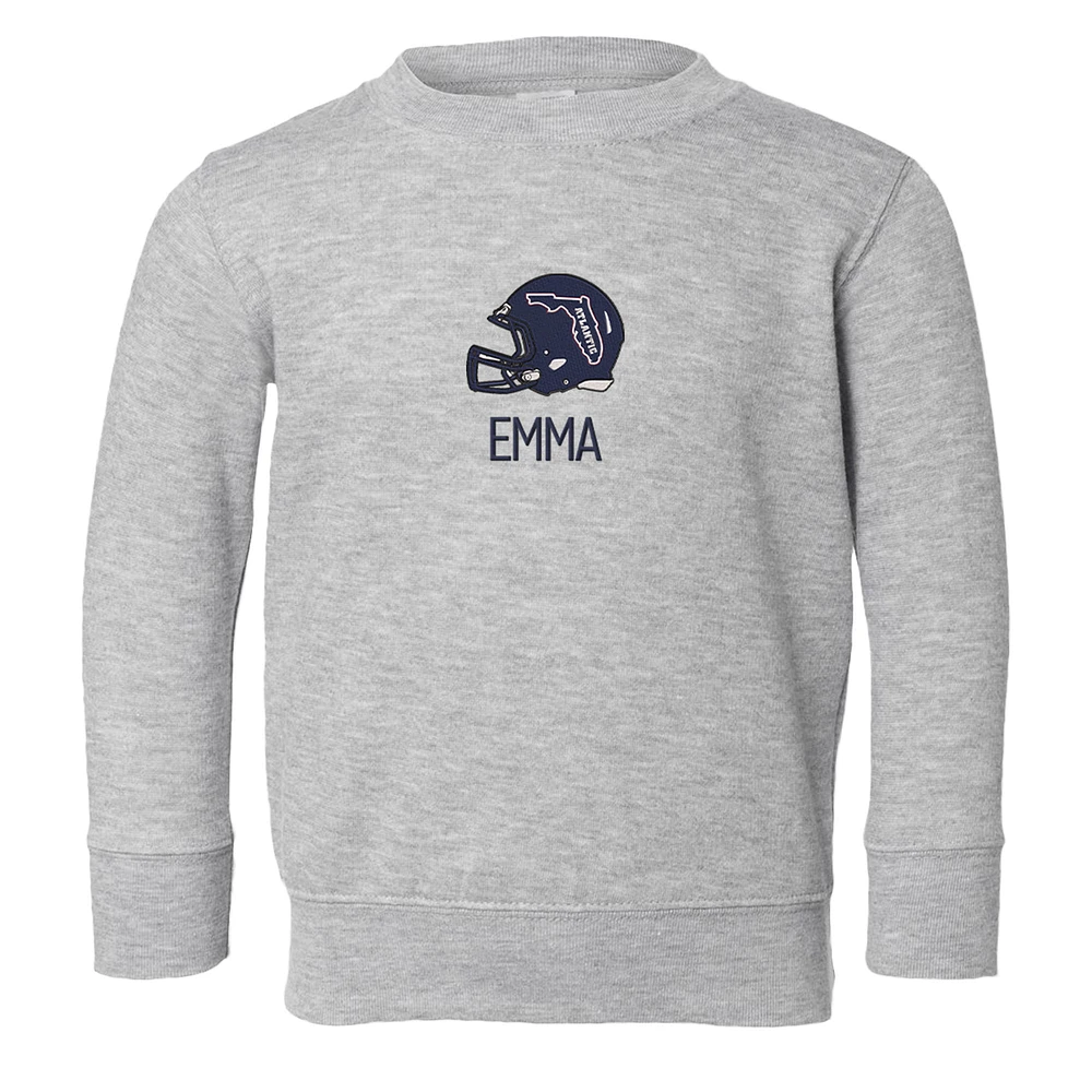 Toddler Chad & Jake Heather Gray Florida Atlantic Owls Helmet Personalized Pullover Sweatshirt