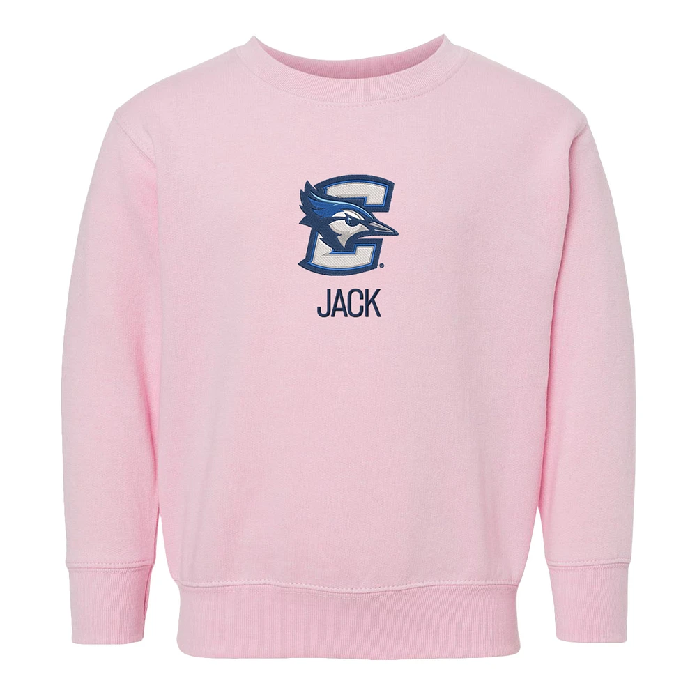 Toddler Chad & Jake Pink Creighton Bluejays Primary Logo Personalized Pullover Sweatshirt
