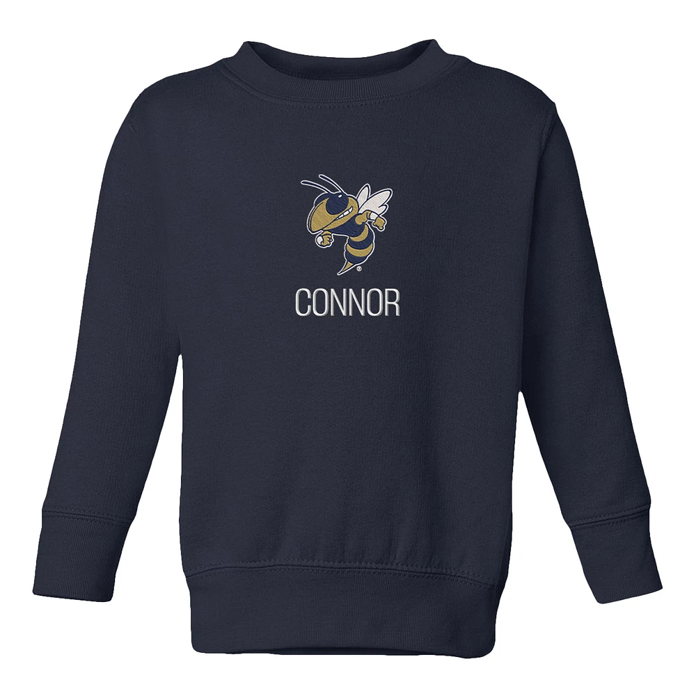 Toddler Chad & Jake Navy Georgia Tech Yellow Jackets Mascot Personalized Pullover Sweatshirt