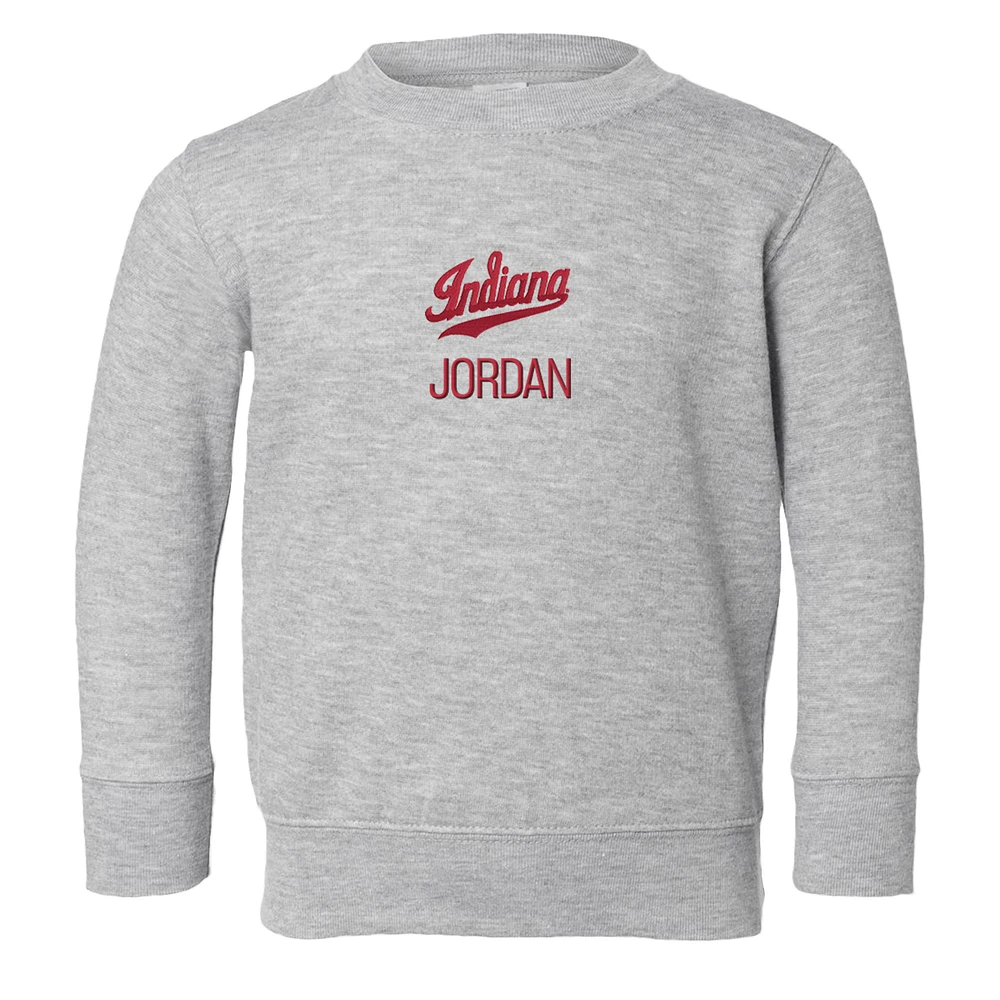 Toddler Chad & Jake Heather Gray Indiana Hoosiers Secondary Logo Personalized Pullover Sweatshirt