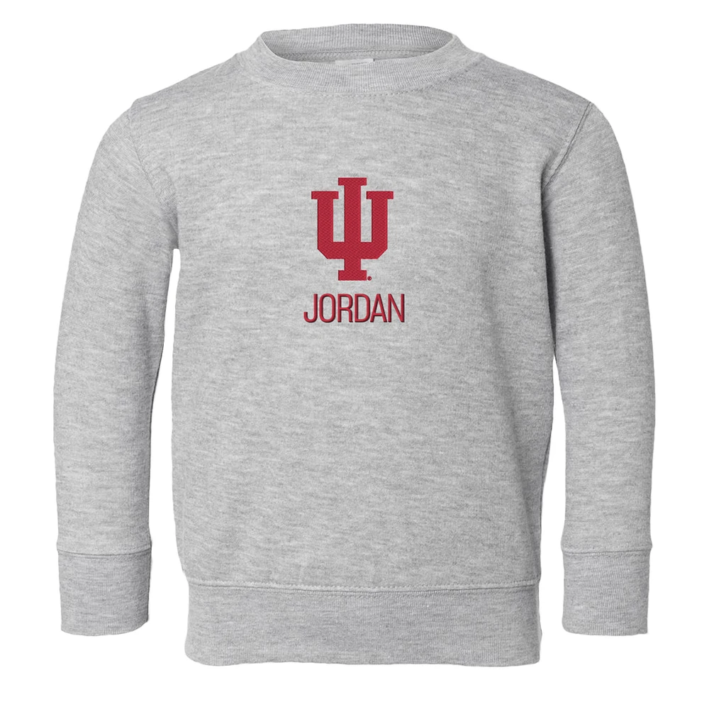 Toddler Chad & Jake Heather Gray Indiana Hoosiers Primary Logo Personalized Pullover Sweatshirt
