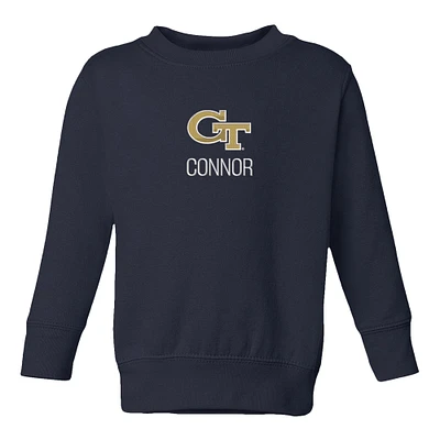 Toddler Chad & Jake Navy Georgia Tech Yellow Jackets Primary Logo Personalized Pullover Sweatshirt