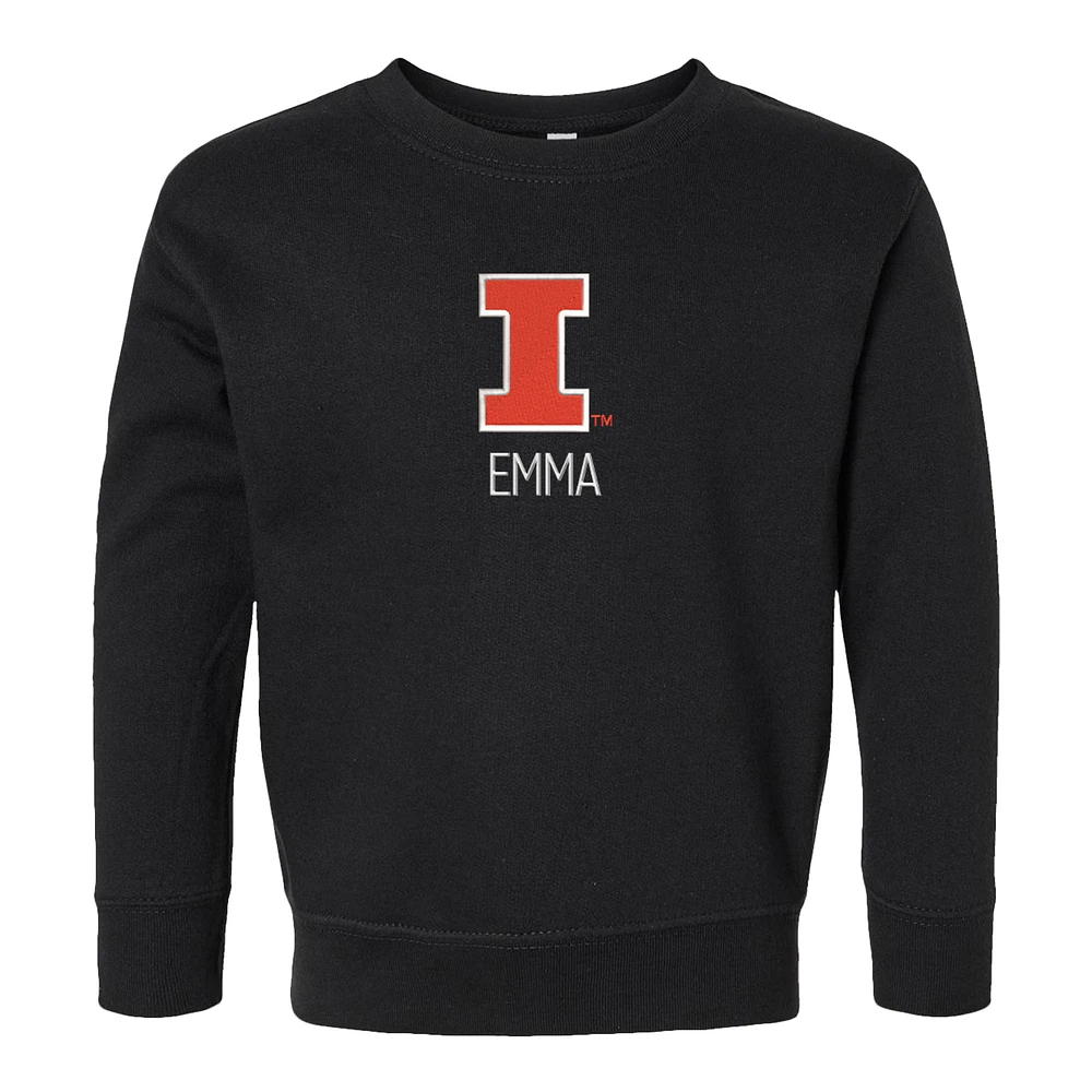 Toddler Chad & Jake Black Illinois Fighting Illini Primary Logo Personalized Pullover Sweatshirt