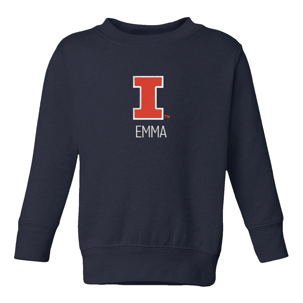 Toddler Chad & Jake Navy Illinois Fighting Illini Primary Logo Personalized Pullover Sweatshirt