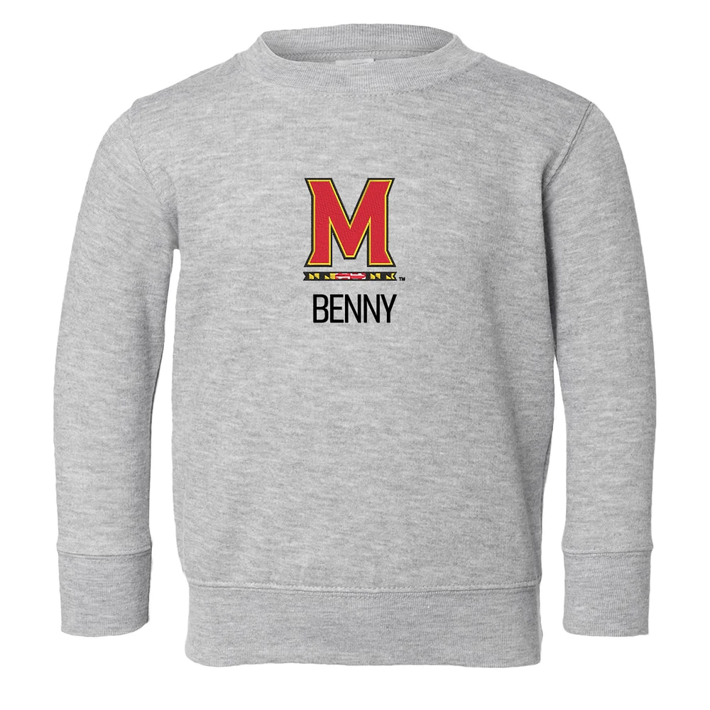 Toddler Chad & Jake Heather Gray Maryland Terrapins Primary Logo Personalized Pullover Sweatshirt