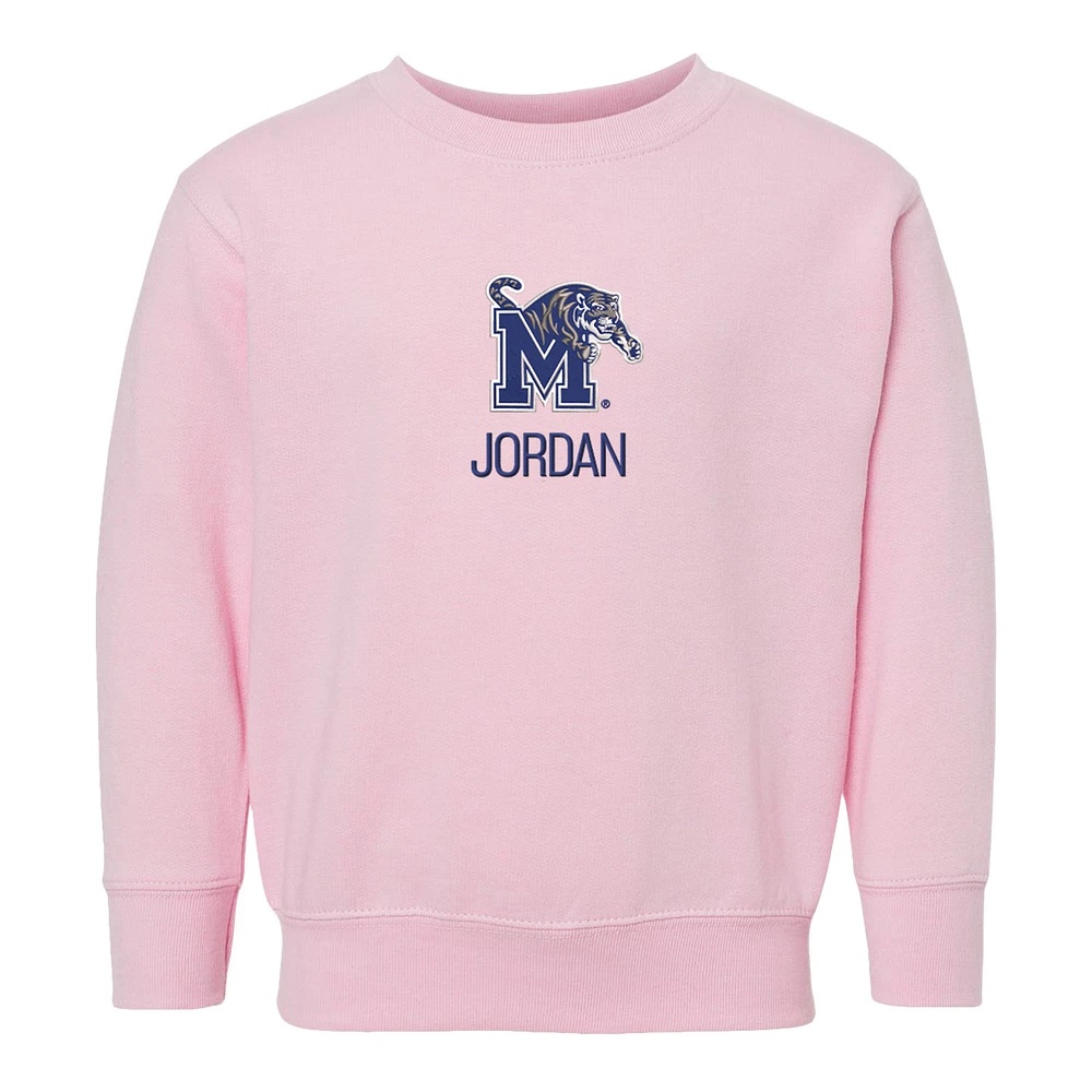 Toddler Chad & Jake Pink Memphis Tigers Primary Logo Personalized Pullover Sweatshirt