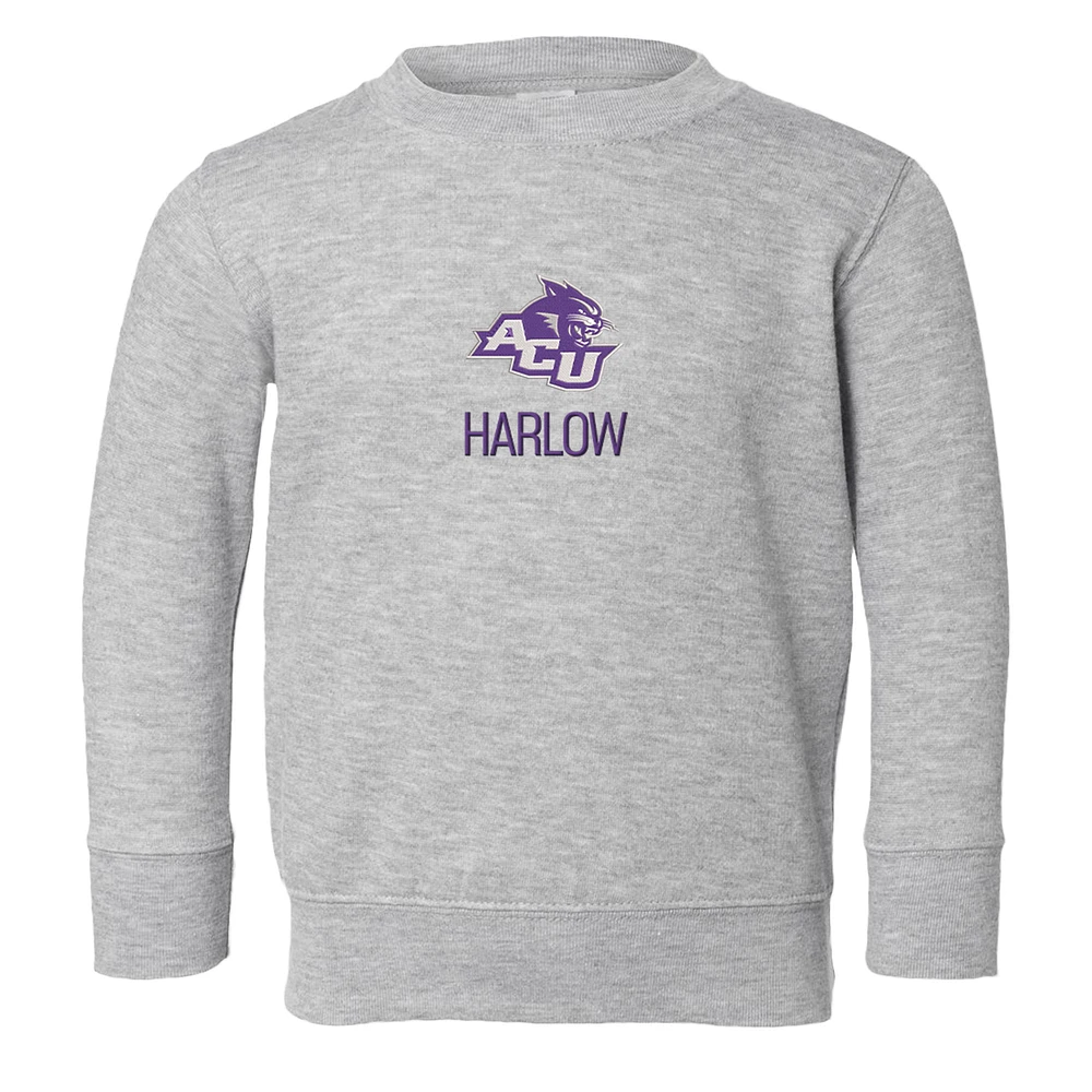 Toddler Chad & Jake Heather Gray Abilene Christian University Wildcats Primary Logo Personalized Pullover Sweatshirt