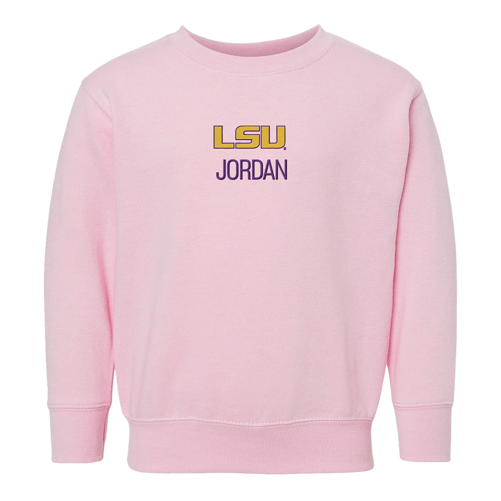 Toddler Chad & Jake Pink LSU Tigers Primary Logo Personalized Pullover Sweatshirt