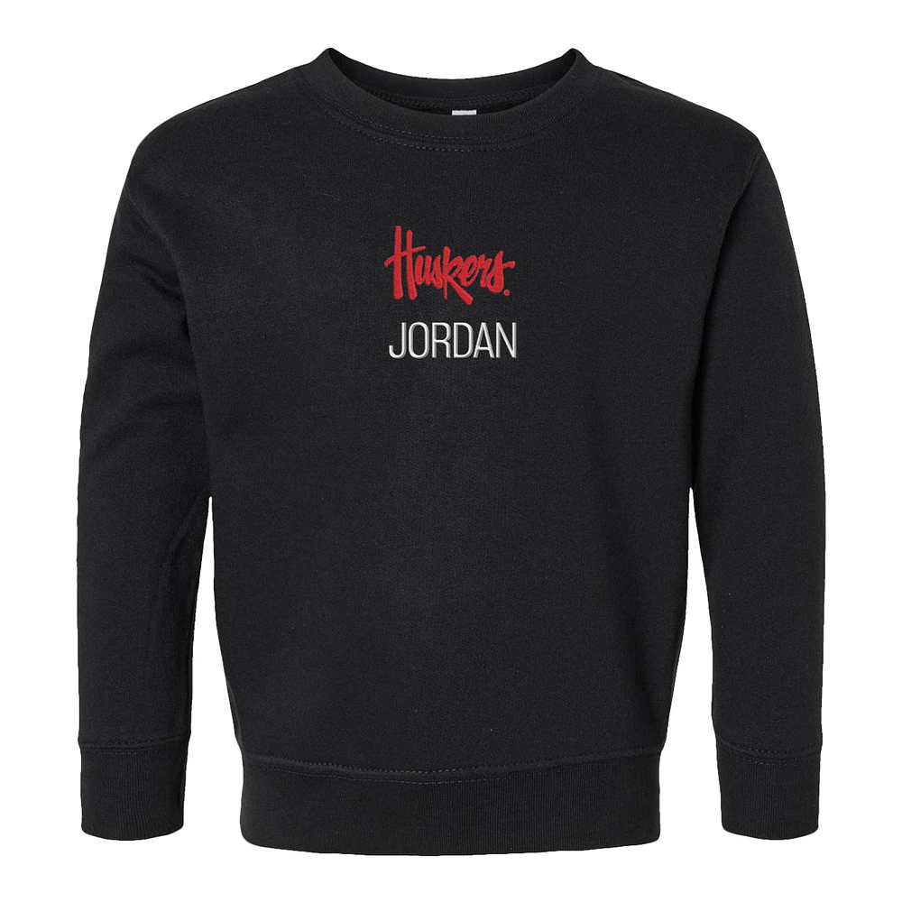 Toddler Chad & Jake Black Nebraska Huskers Primary Logo Personalized Pullover Sweatshirt