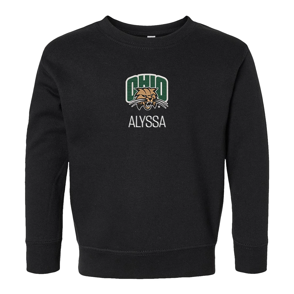 Toddler Chad & Jake Black Ohio Bobcats Primary Logo Personalized Pullover Sweatshirt