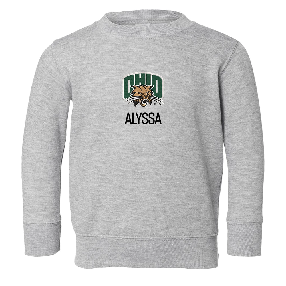 Toddler Chad & Jake Heather Gray Ohio Bobcats Primary Logo Personalized Pullover Sweatshirt