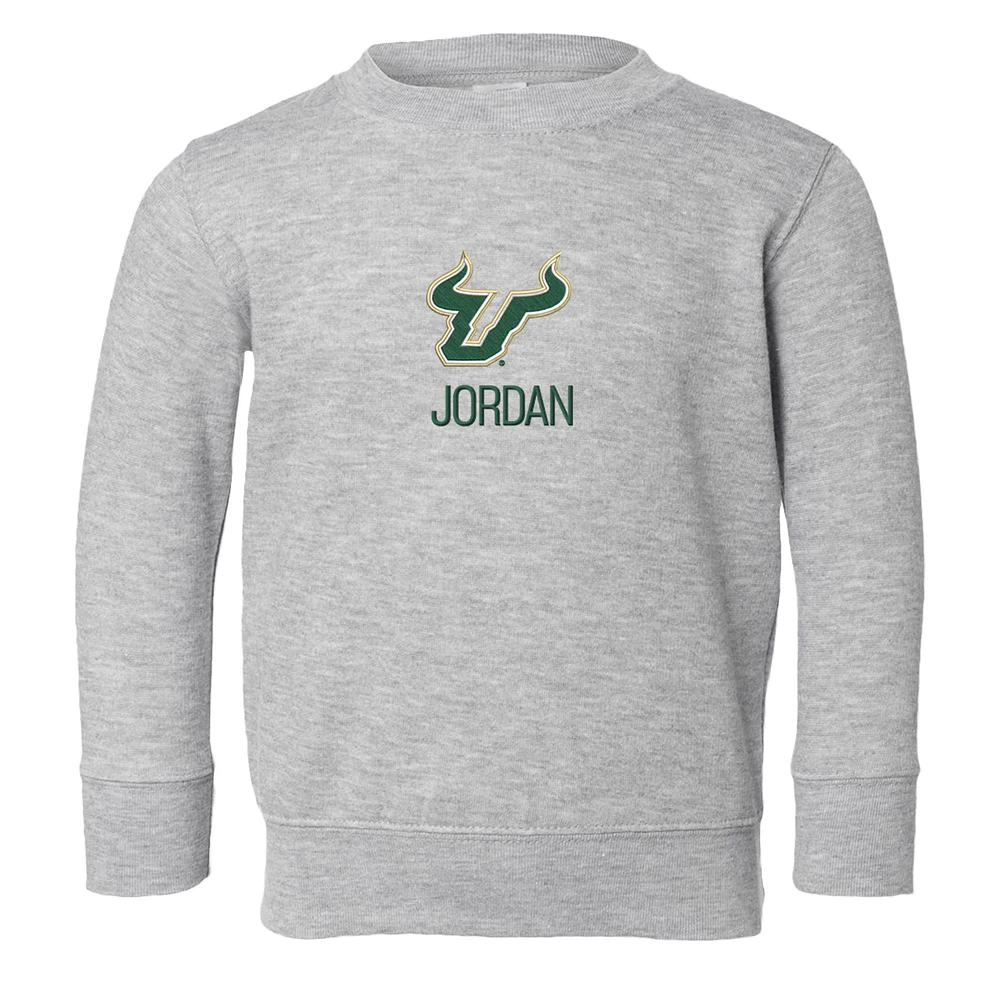 Toddler Chad & Jake Heather Gray South Florida Bulls Primary Logo Personalized Pullover Sweatshirt