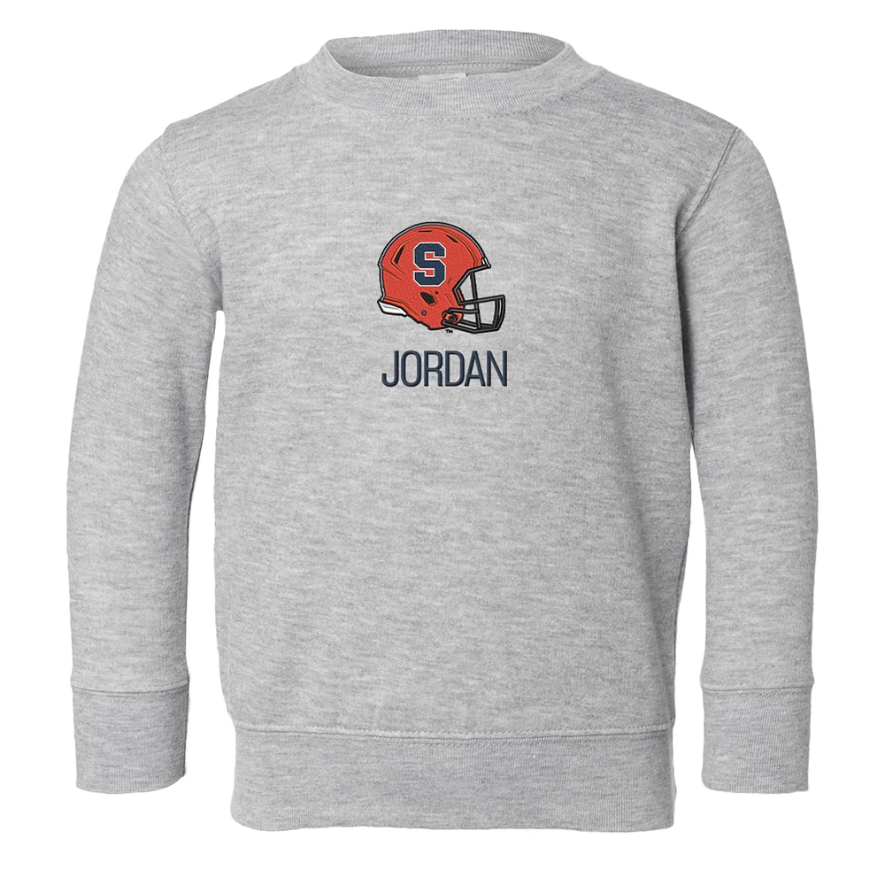Toddler Chad & Jake Heather Gray Syracuse Orange Helmet Personalized Pullover Sweatshirt
