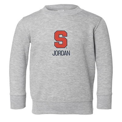 Toddler Chad & Jake Heather Gray Syracuse Orange Primary Logo Personalized Pullover Sweatshirt