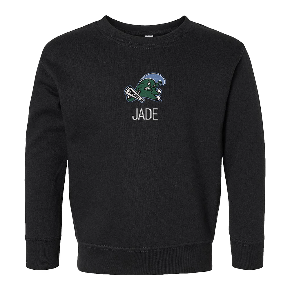 Toddler Chad & Jake Tulane Green Wave Primary Logo Personalized Pullover Sweatshirt
