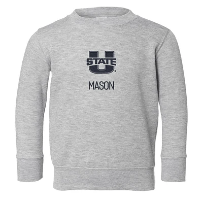 Toddler Chad & Jake Heather Gray Utah State Aggies Secondary Logo Personalized Pullover Sweatshirt