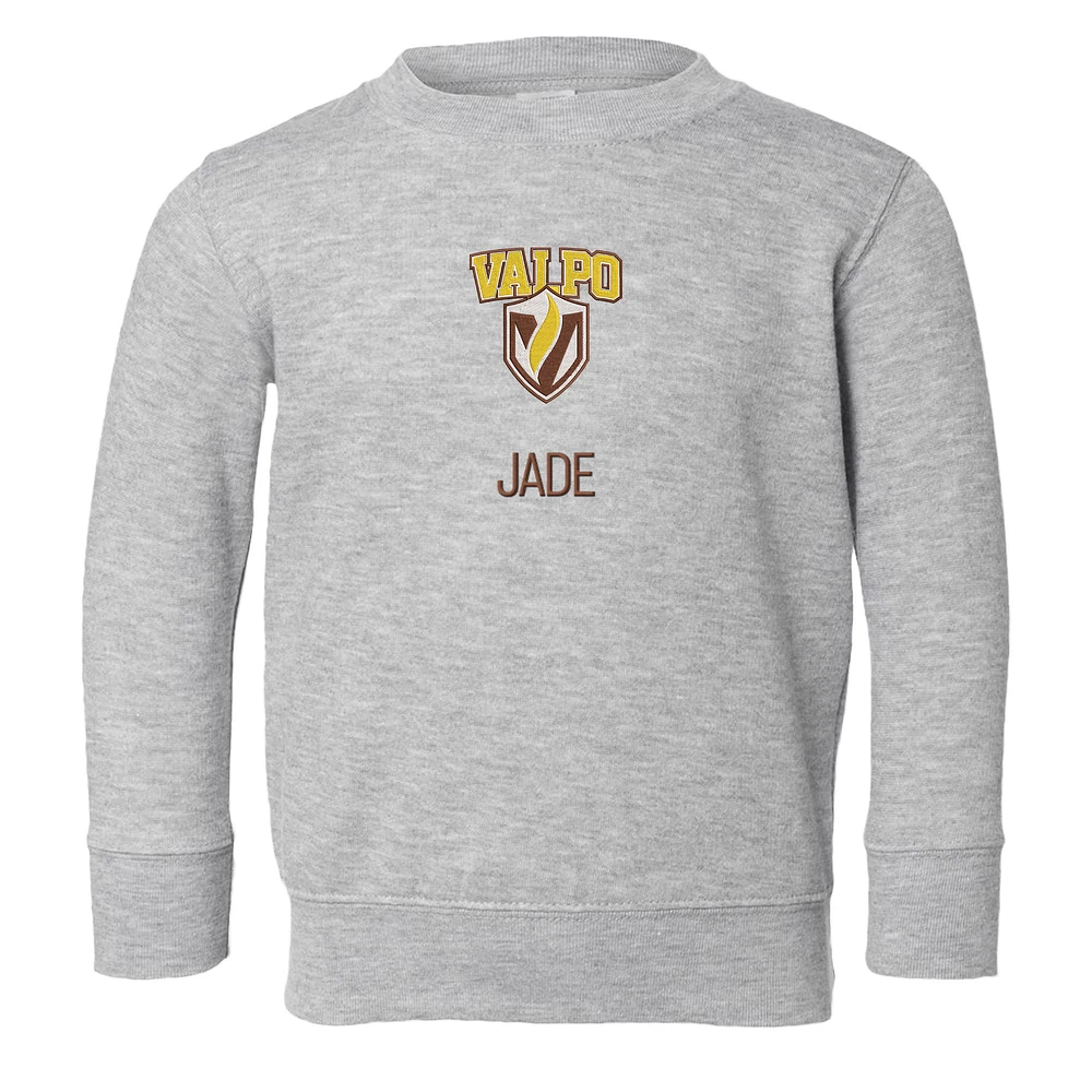 Toddler Chad & Jake Heather Gray Valparaiso University Secondary Logo Personalized Pullover Sweatshirt