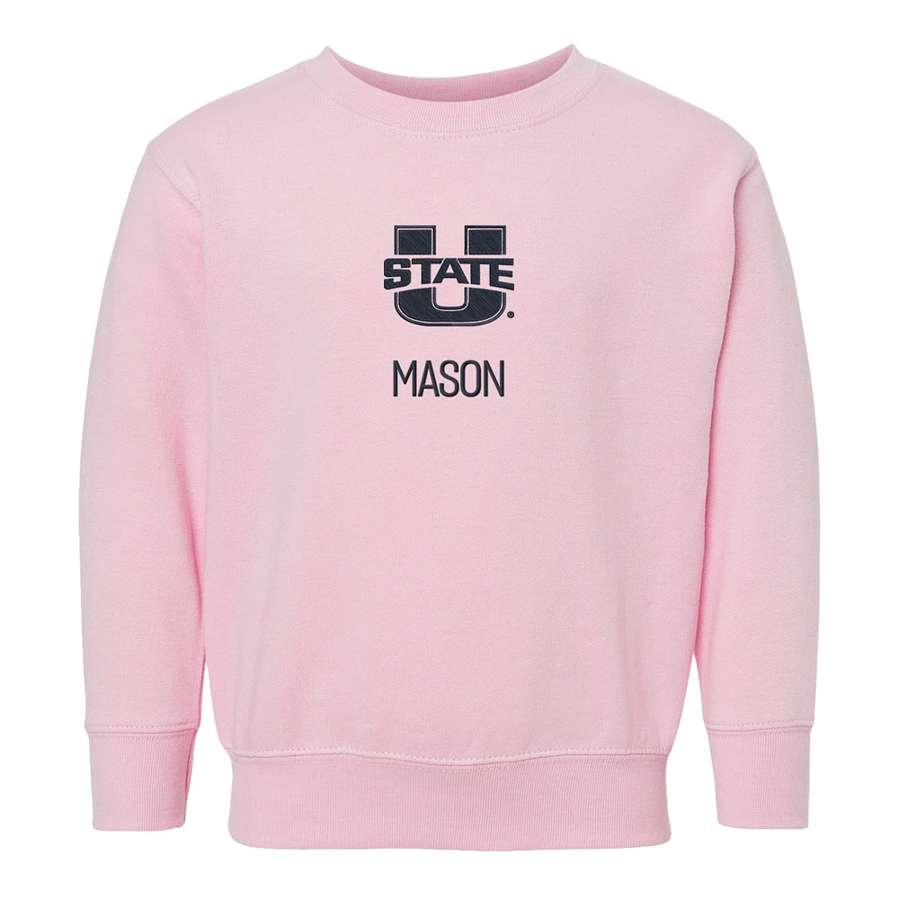 Toddler Chad & Jake Pink Utah State Aggies Secondary Logo Personalized Pullover Sweatshirt