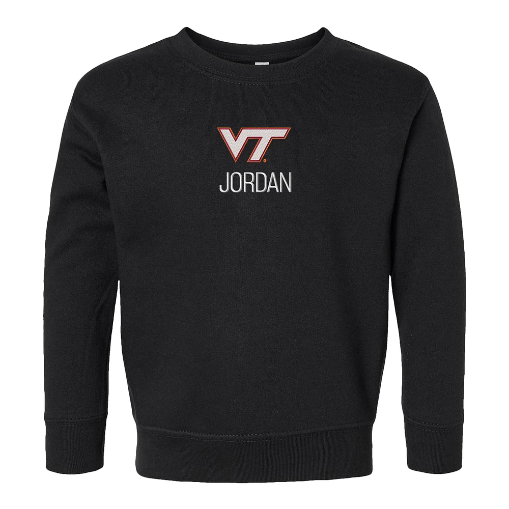 Toddler Chad & Jake Black Virginia Tech Hokies Primary Logo Personalized Pullover Sweatshirt