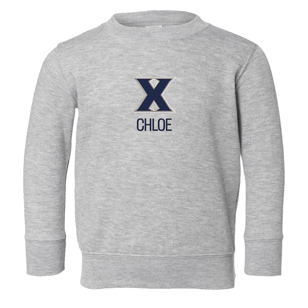 Toddler Chad & Jake Heather Gray Xavier Musketeers Primary Logo Personalized Pullover Sweatshirt