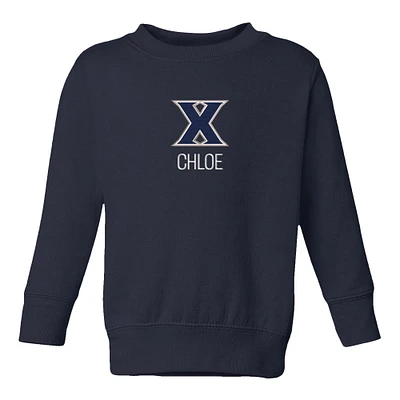 Toddler Chad & Jake Navy Xavier Musketeers Primary Logo Personalized Pullover Sweatshirt