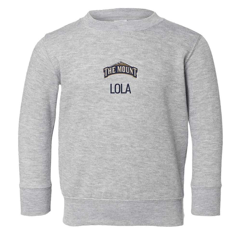 Toddler Chad & Jake Heather Gray Mount St. Mary's Mountaineers Primary Logo Personalized Pullover Sweatshirt