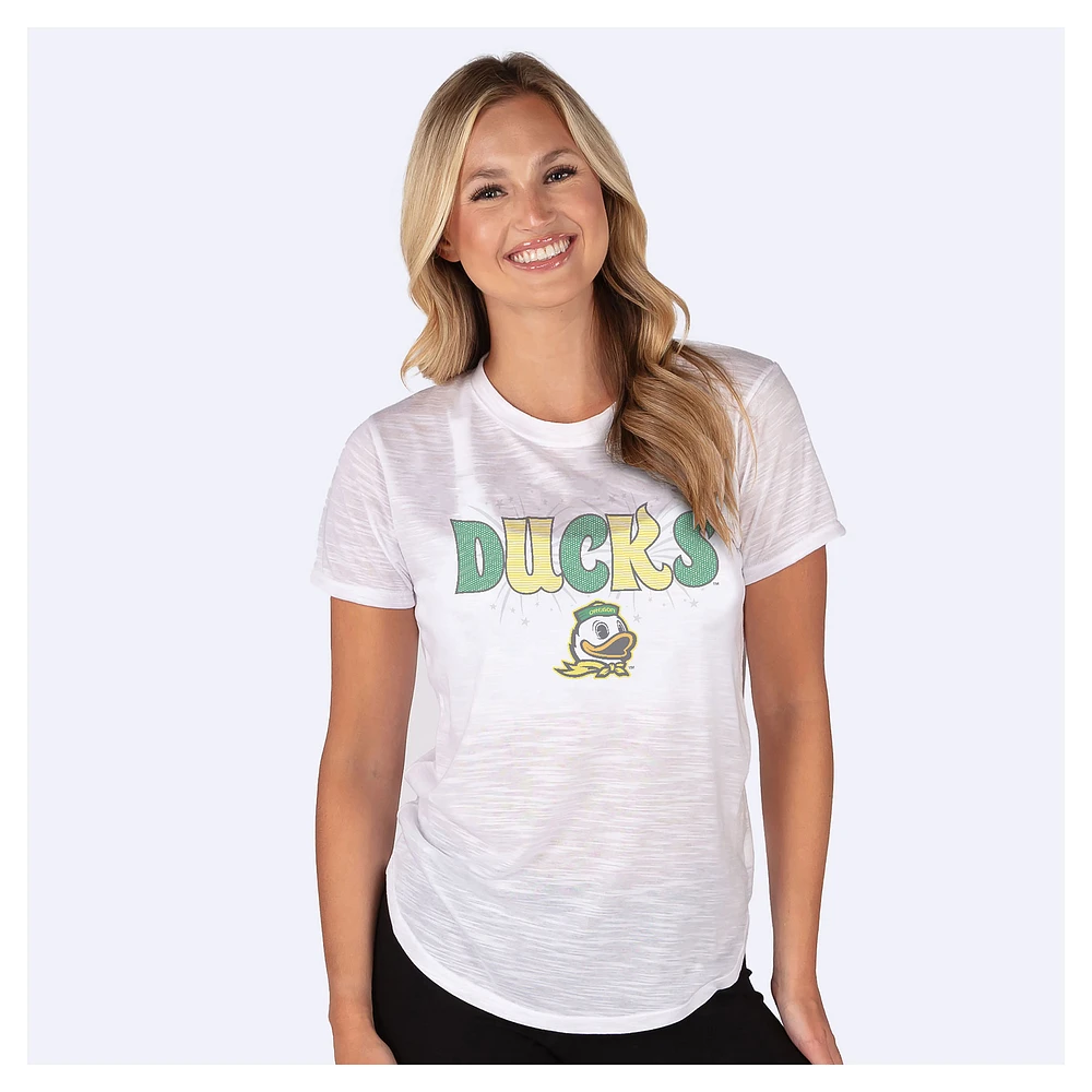 Women's Concepts Sport White Oregon Ducks Fireworks Infuse Lightweight Slub Knit Top