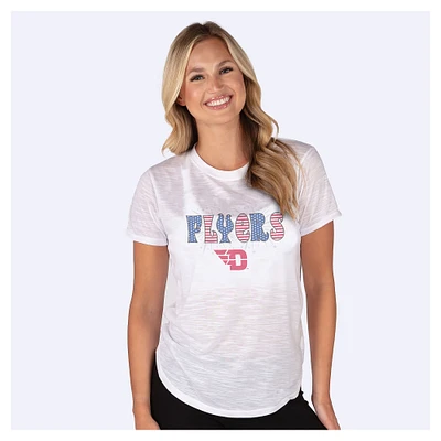 Women's Concepts Sport White Dayton Flyers Stars and Stripes Infuse Lightweight Slub Knit Top