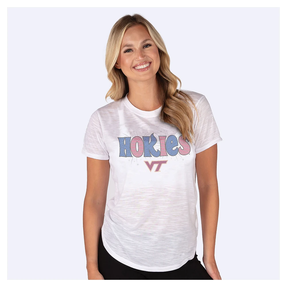 Women's Concepts Sport White Virginia Tech Hokies Stars and Stripes Infuse Lightweight Slub Knit Top