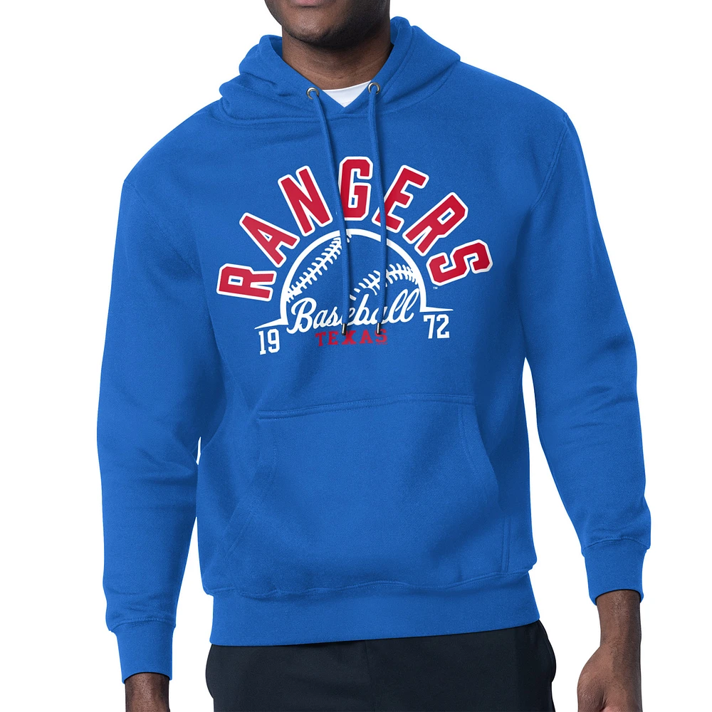 Men's Starter Royal Texas Rangers Half Ball Team Graphic Pullover Hoodie