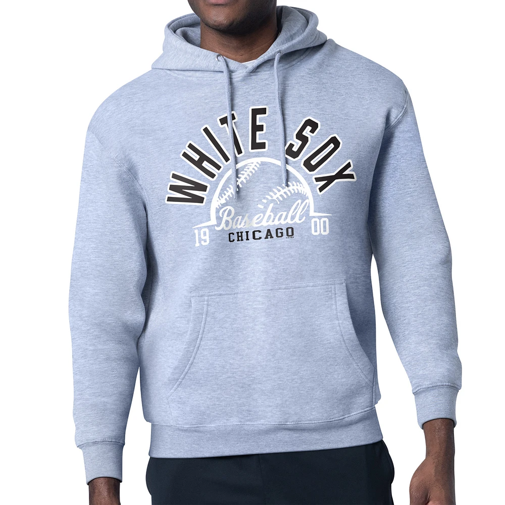 Men's Starter Heather Gray Chicago White Sox Half Ball Team Graphic Pullover Hoodie