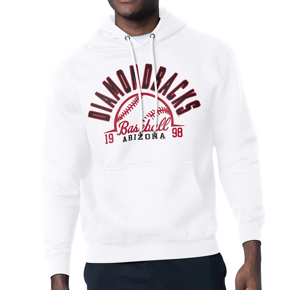 Men's Starter White Arizona Diamondbacks Half Ball Team Graphic Pullover Hoodie