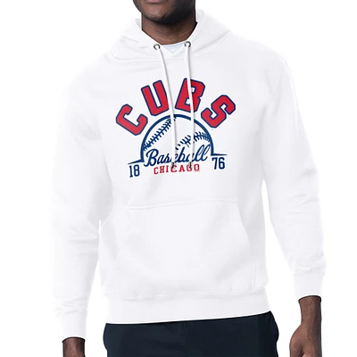 Men's Starter White Chicago Cubs Half Ball Team Graphic Pullover Hoodie