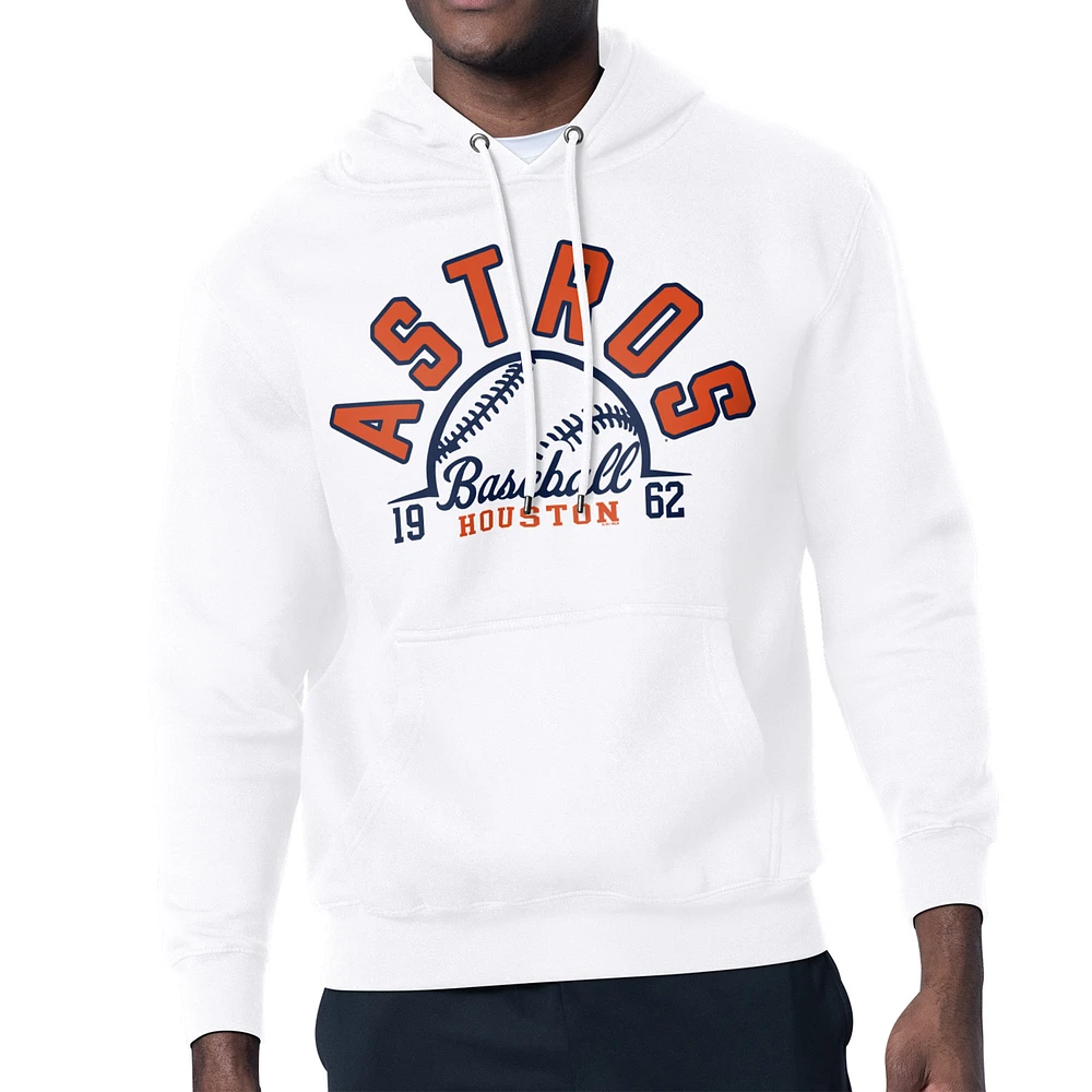 Men's Starter White Houston Astros Half Ball Team Graphic Pullover Hoodie